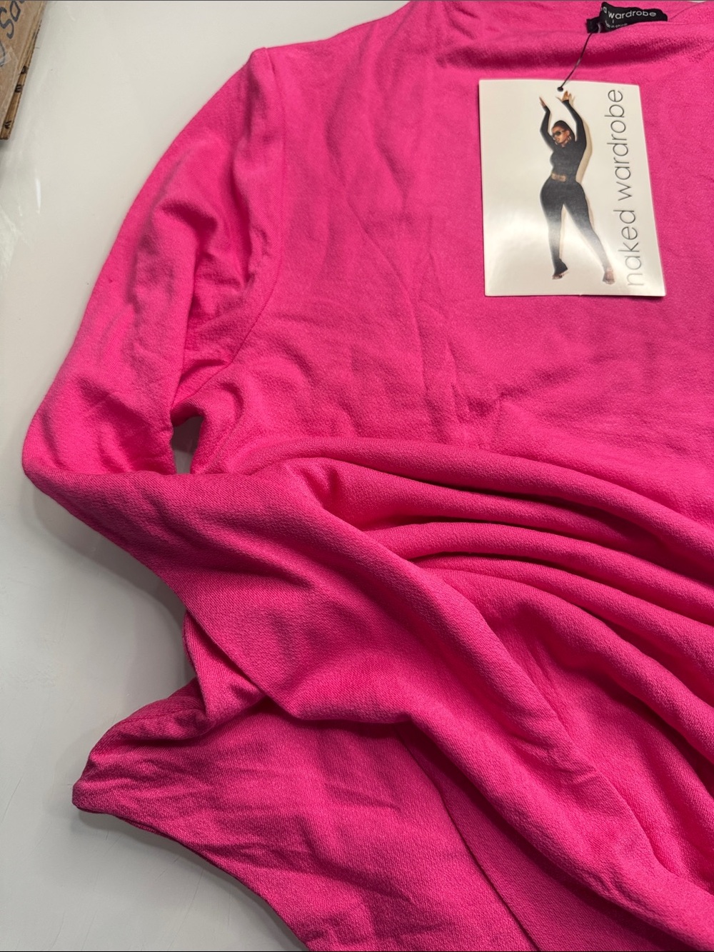 Naked wardrobe hot pink mock turtleneck long sleeve bodysuit - Picture 5 of 5
